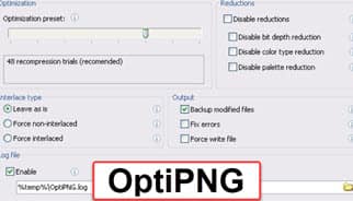 OptiPNG تغيير الحجم للصور